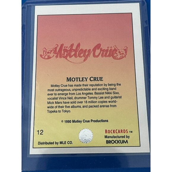MOTLEY CRUE Rookie RC 1991 Brockum ROCKCARDS Promo Card SUPER RARE - Picture 2 of 2